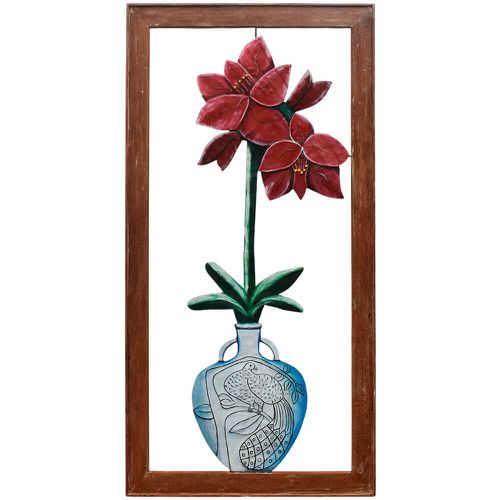 Quadro Vazado Grande de Amarílis Vermelha - 5495 - OFICINA DE AGOSTO