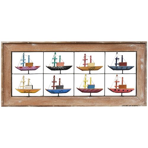 Painel Grade de Barquinhos - Com Moldura 10 Pçs. 0... - OFICINA DE AGOSTO
