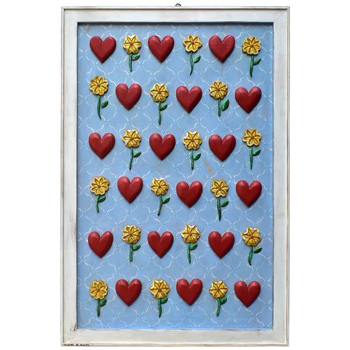 Quadro Coração e Flores - 14622 - OFICINA DE AGOSTO