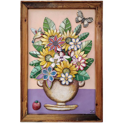 Ânfora com flores, beija-flor e maçã - Coleção Ânf... - OFICINA DE AGOSTO