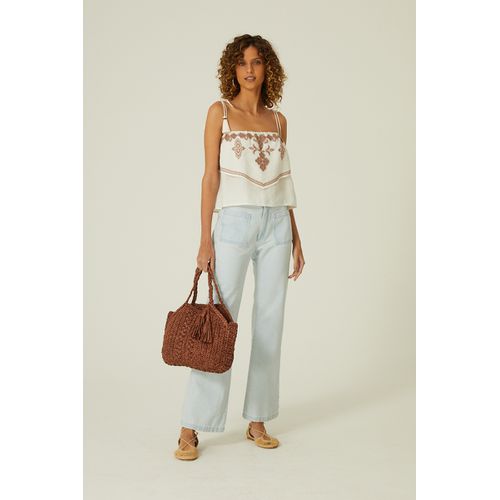 Calça Jeans Bolsos Clara Maria Filó - 1518723 - Ouseup Moda Feminina Multimarcas