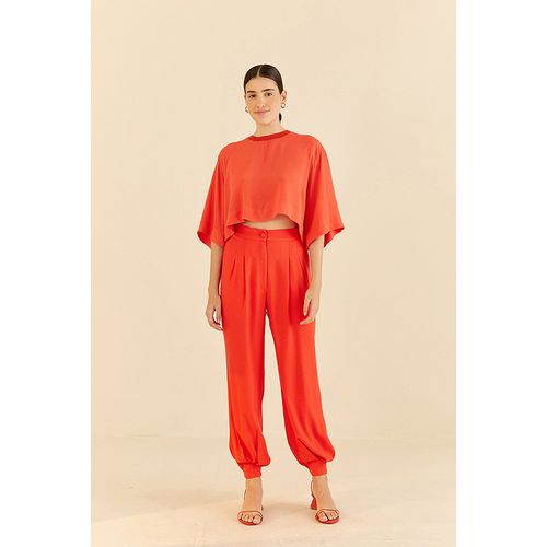 Calça Cenoura Pregas Farm - 320768VERMELHO - Ouseup Moda Feminina Multimarcas