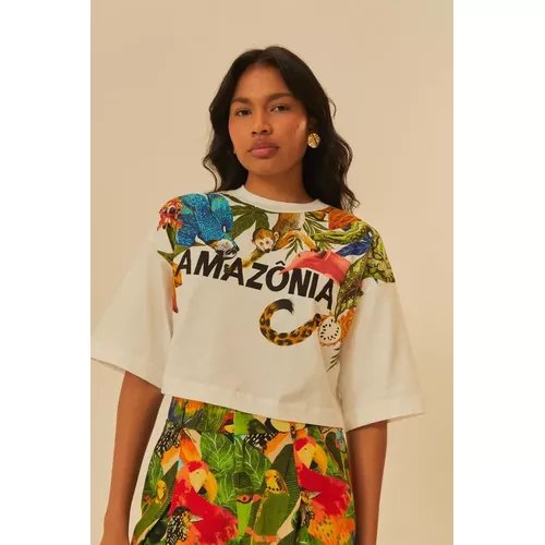 T-shirt Box Cropped Amazônia Farm - 325282 - Ouseup Moda Feminina Multimarcas