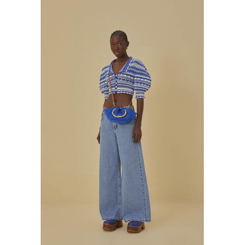 Calça Jeans Loose Cos Elástico Farm - 324265 - Ouseup Moda Feminina Multimarcas