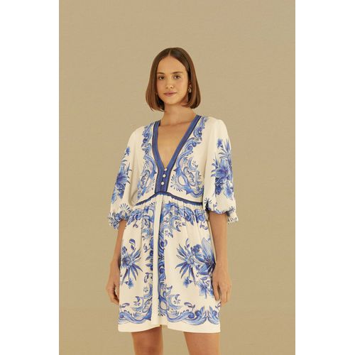 Vestido Curto Lenço Azulejo Farm - 323121 - Ouseup Moda Feminina Multimarcas