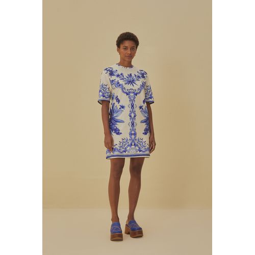 Vestido T-Shirt Lenço Azulejo Farm - 323958 - Ouseup Moda Feminina Multimarcas