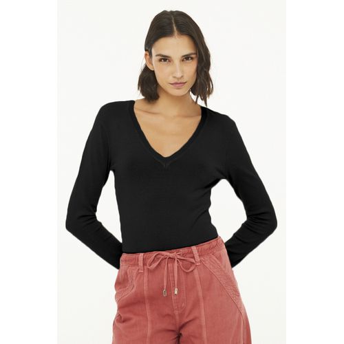 Blusa Tricot Básica Decote V Manga Longa Animae Je... - Ouseup Moda Feminina Multimarcas