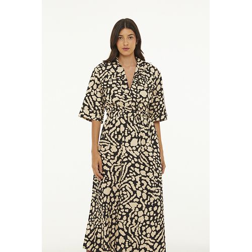 Vestido Midi Est Leopard Preto Animale Jeans - 07.... - Ouseup Moda Feminina Multimarcas