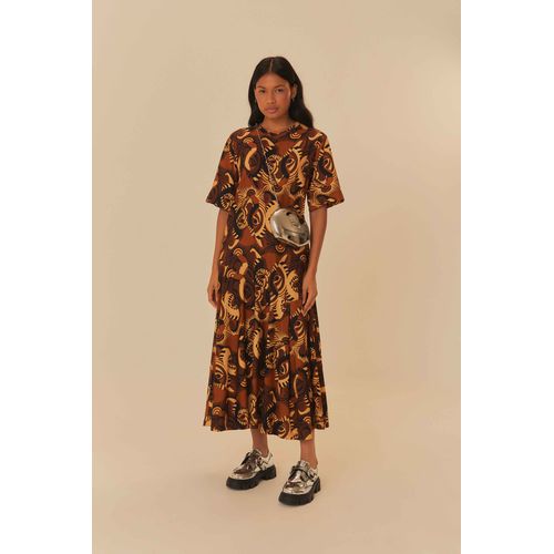 Vestido Midi Tigre Da Noite Farm - 327156 - Ouseup Moda Feminina Multimarcas