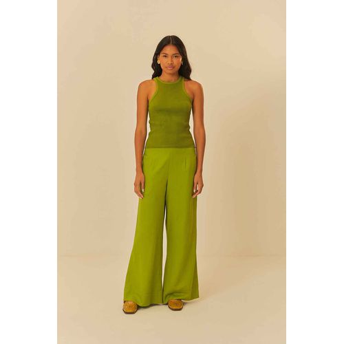 Calça Reta Pregas Farm - 326830VERDE - Ouseup Moda Feminina Multimarcas