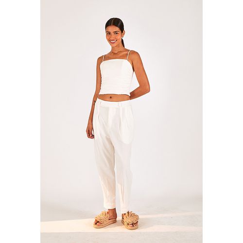 Calça Cenoura Pregas Farm - 326857branco - Ouseup Moda Feminina Multimarcas