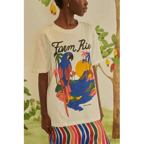 T-shirt Média Pintura Paisagem Farm - 332842 - Ouseup Moda Feminina Multimarcas