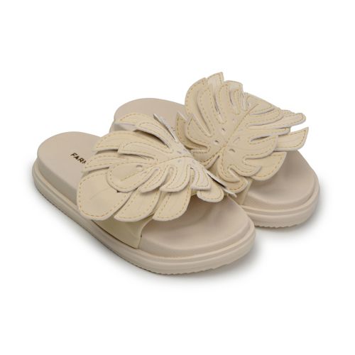 Sandália Slide Monstera Creme Me Leva Farm - 052.2... - Ouseup Moda Feminina Multimarcas