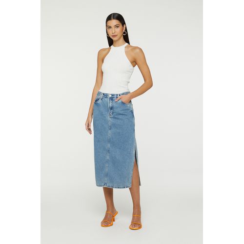 Saia Midi Jeans Fenda Lateral Animale jeans - 25.1... - Ouseup Moda Feminina Multimarcas