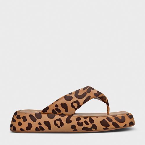 Flat Papete Thong Couro Animal Print Onça Carrano ... - Ouseup Moda Feminina Multimarcas