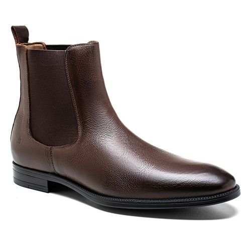 Bota chelsea masculina na cor pinhão da Salerno Prime, confeccionada em couro legítimo, com design moderno e sofisticado, perfeita para completar looks elegantes e casuais.