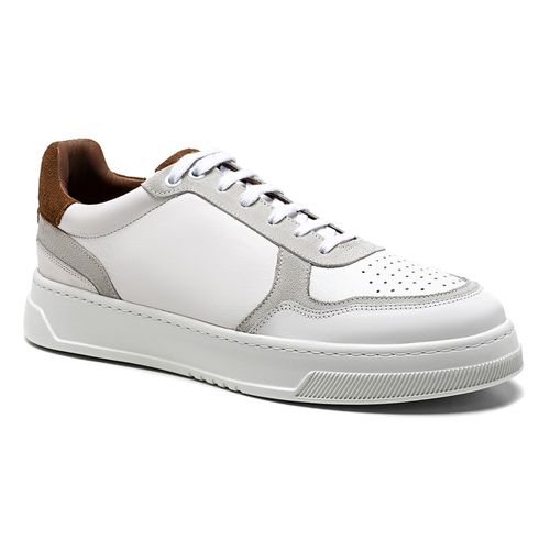 Tenis casual masculino na cor branca. Sneaker Salerno Prime