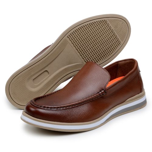 Mocassim Masculino Sapato 100% Couro Legítimo Forrado Em Couro Havana