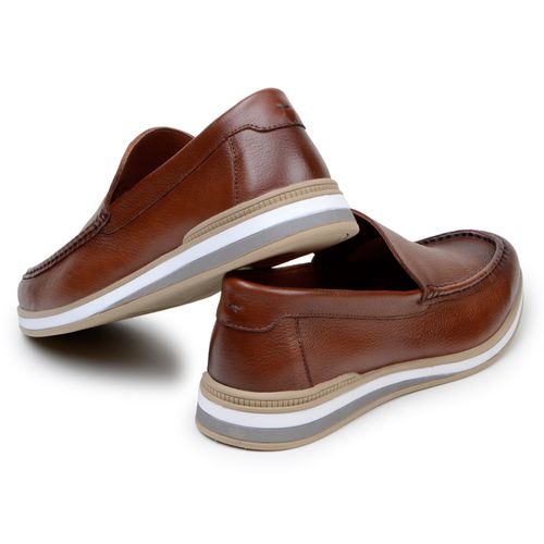 Mocassim Masculino Sapato 100% Couro Legítimo Forrado Em Couro Havana