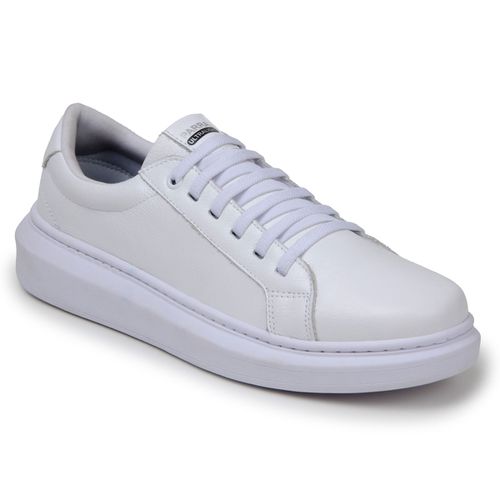Sapatenis Tênis Masculino Branco 100% Couro Legitimo Moderno Confortável Casual 2700