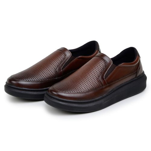 Sapatenis Tênis Masculino Iate Slip-on Estampa Pinhão 100% Couro Legitimo 2500
