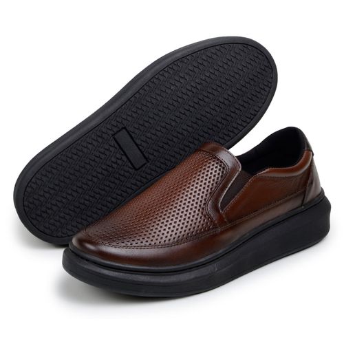 Sapatenis Tênis Masculino Iate Slip-on Estampa Pinhão 100% Couro Legitimo 2500