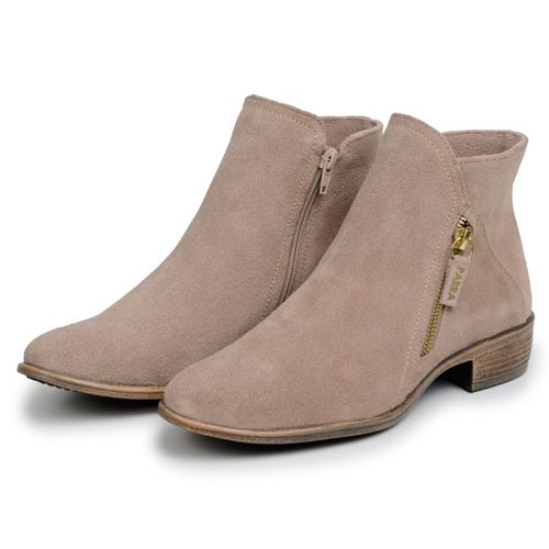 Bota Feminina Chelsea Cano Curto Camurça 100% Legítimo Areia