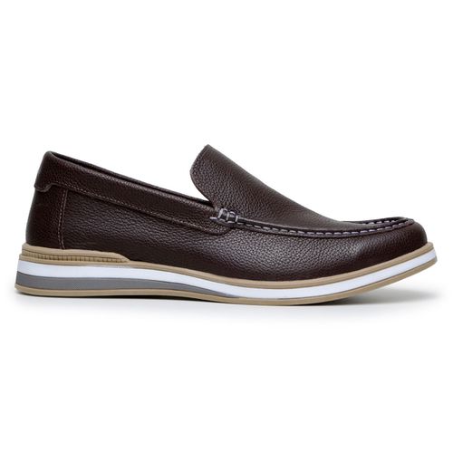 Mocassim Masculino Sapato 100% Couro Legítimo Forrado Em Couro Café