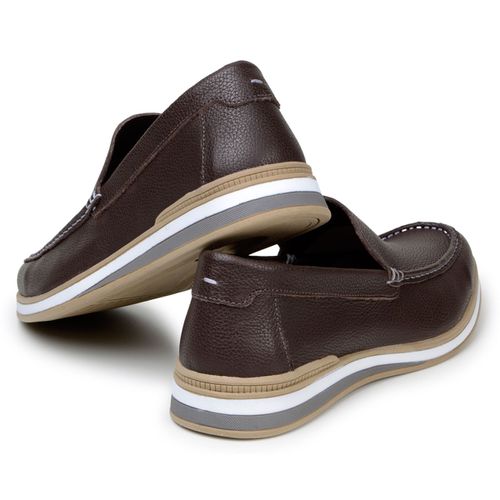 Mocassim Masculino Sapato 100% Couro Legítimo Forrado Em Couro Café