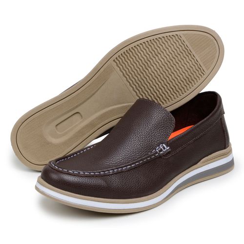 Mocassim Masculino Sapato 100% Couro Legítimo Forrado Em Couro Café