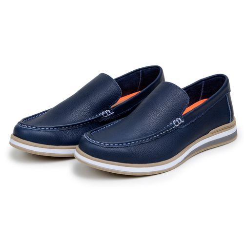 Mocassim Masculino Sapato 100% Couro Legítimo Forrado Em Couro Marinho