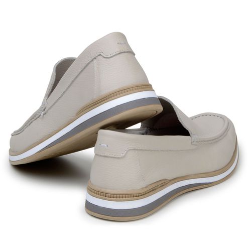 Mocassim Masculino Sapato 100% Couro Legítimo Forrado Em Couro Off-White