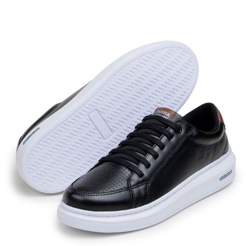 Sapatenis Masculino Leve Confortável Em Couro 100% Legitimo Parra Boots - Preto/Branco