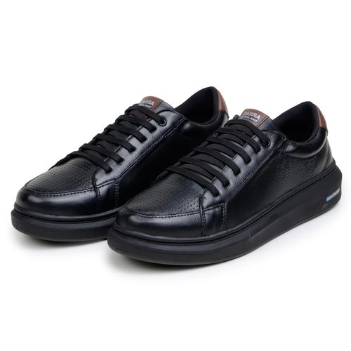 Sapatenis Masculino Leve Confortável Em Couro 100% Legitimo Parra Boots - Preto