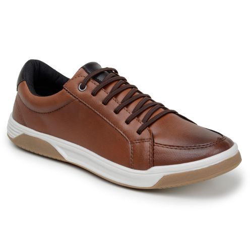 Sapatenis Bicolor Masculino Sapato Casual Social Confortável 100% Couro Eco. - Havana