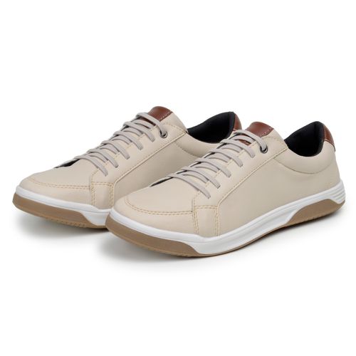 Sapatenis Bicolor Masculino Sapato Casual Social Confortável 100% Couro Eco. - Palha