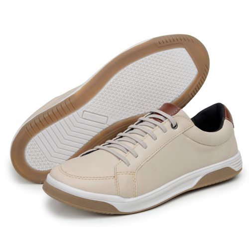 Sapatenis Bicolor Masculino Sapato Casual Social Confortável 100% Couro Eco. - Palha
