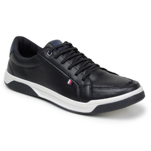 Sapatenis Bicolor Masculino Sapato Casual Social Confortável 100% Couro Eco. - Preto