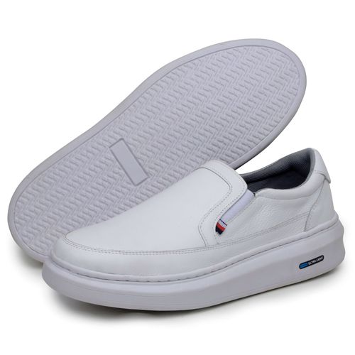 Sapatenis Mocassim Masculino Leve Confortável Em Couro 100% Legitimo Parra Boots - Branco