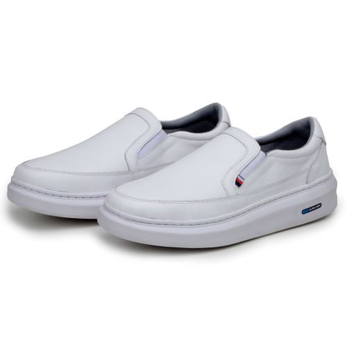 Sapatenis Mocassim Masculino Leve Confortável Em Couro 100% Legitimo Parra Boots - Branco
