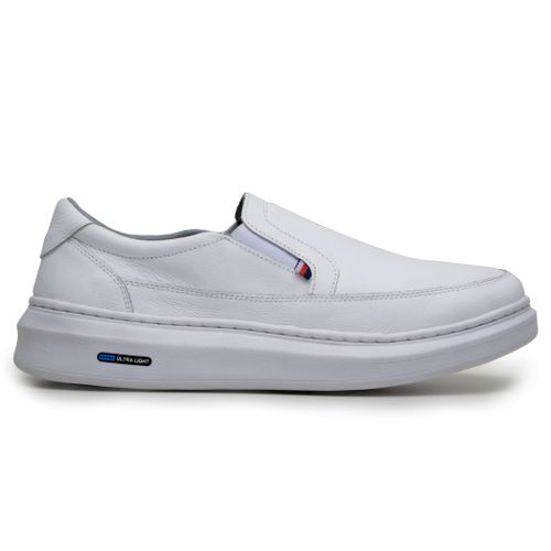 Sapatenis Mocassim Masculino Leve Confortável Em Couro 100% Legitimo Parra Boots - Branco