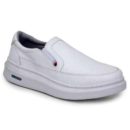 Sapatenis Mocassim Masculino Leve Confortável Em Couro 100% Legitimo Parra Boots - Branco