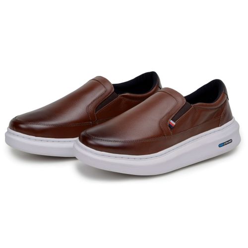 Sapatenis Mocassim Masculino Leve Confortável Em Couro 100% Legitimo Parra Boots - Havana