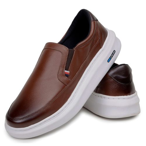 Sapatenis Mocassim Masculino Leve Confortável Em Couro 100% Legitimo Parra Boots - Havana