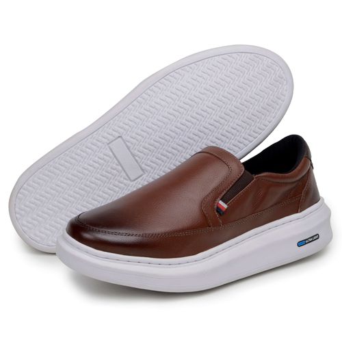 Sapatenis Mocassim Masculino Leve Confortável Em Couro 100% Legitimo Parra Boots - Havana
