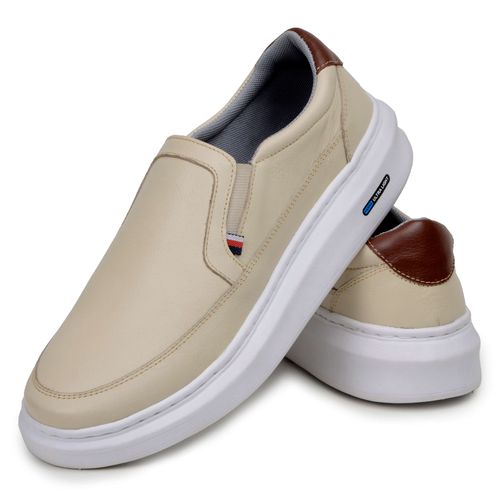 Sapatenis Mocassim Masculino Leve Confortável Em Couro 100% Legitimo Parra Boots - Palha
