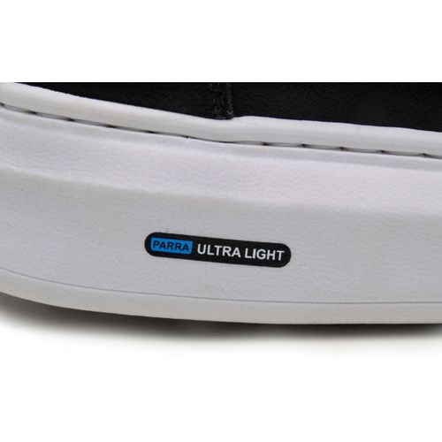 Sapatenis Mocassim Masculino Leve Confortável Em Couro 100% Legitimo Parra Boots - Preto/Branco