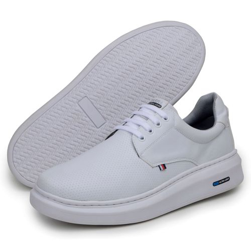 Sapatenis Moderno Masculino Leve Confortável Em Couro 100% Eco Parra Boots - Branco