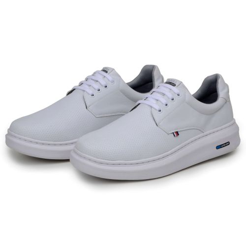 Sapatenis Moderno Masculino Leve Confortável Em Couro 100% Eco Parra Boots - Branco
