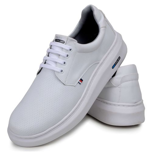 Sapatenis Moderno Masculino Leve Confortável Em Couro 100% Eco Parra Boots - Branco